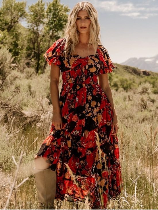 Baltic Born Dresses & Skirts - Baltic Born Suzy maxi dress black/red floral size medium NWT